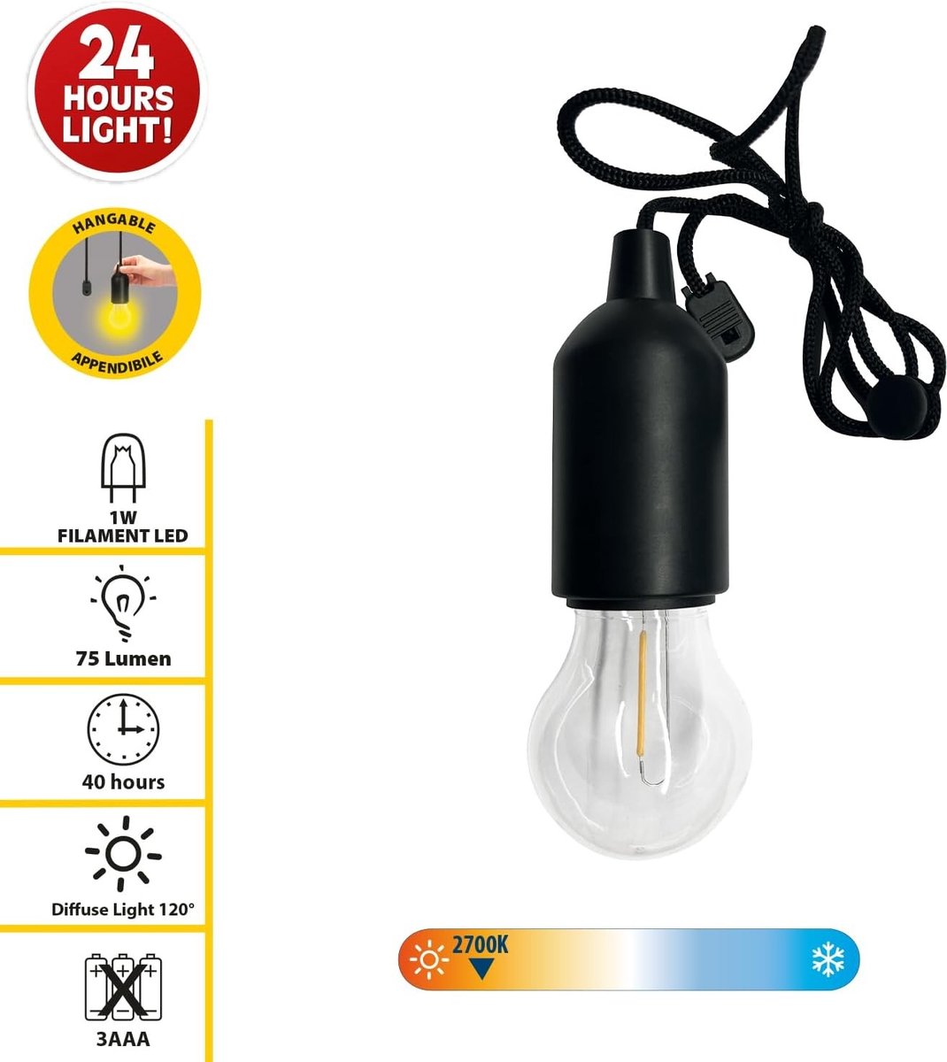 Bankierslamp - Warm Wit - LED Gloeidraadlamp met Snoerschakelaar - Batterijgevoed - Voor Sfeervolle Verlichting