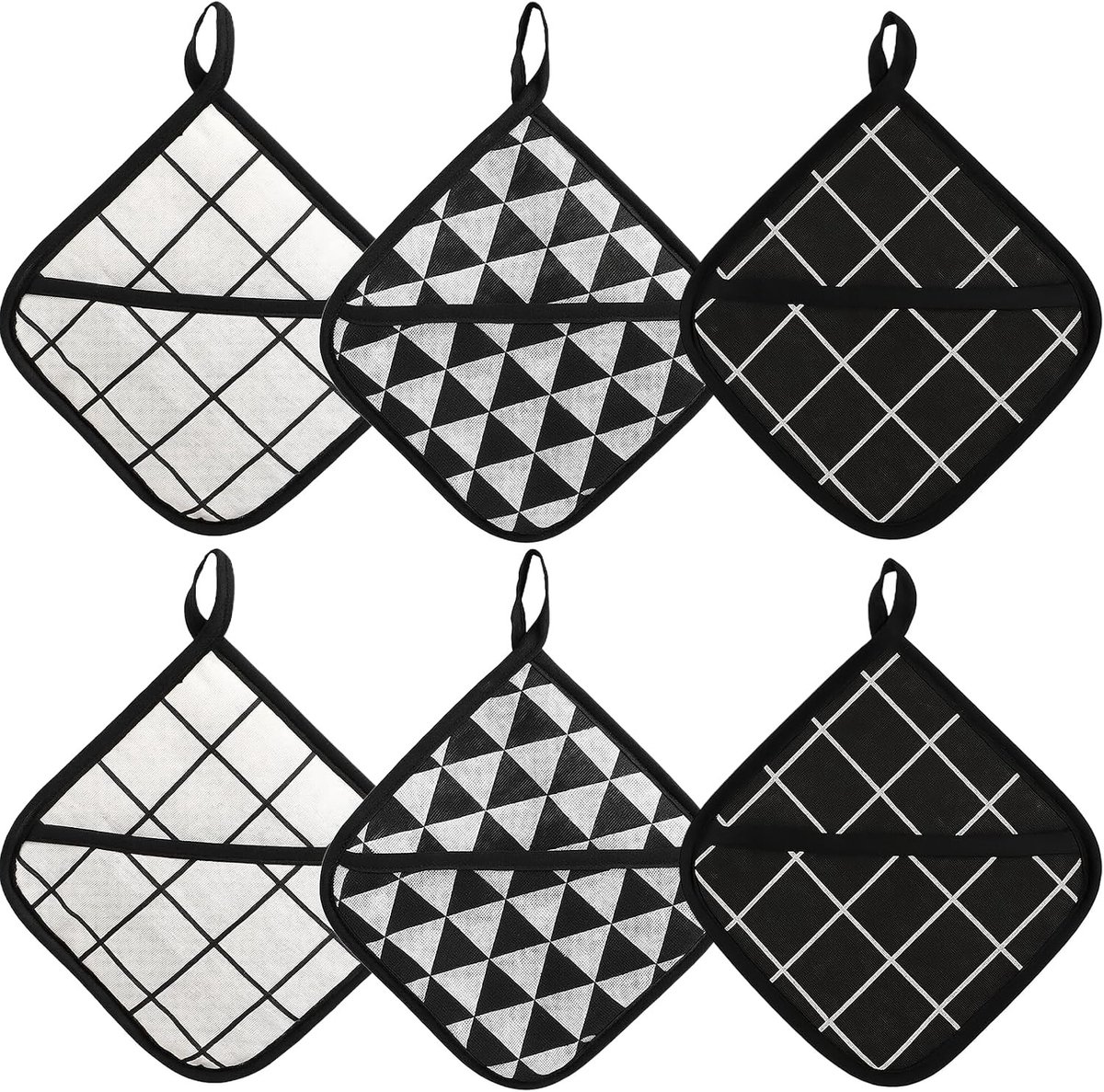 Pannenlappen Set - Zwart - 18 x 18 cm - Hittebestendig Katoen - Voor Hete Pannen