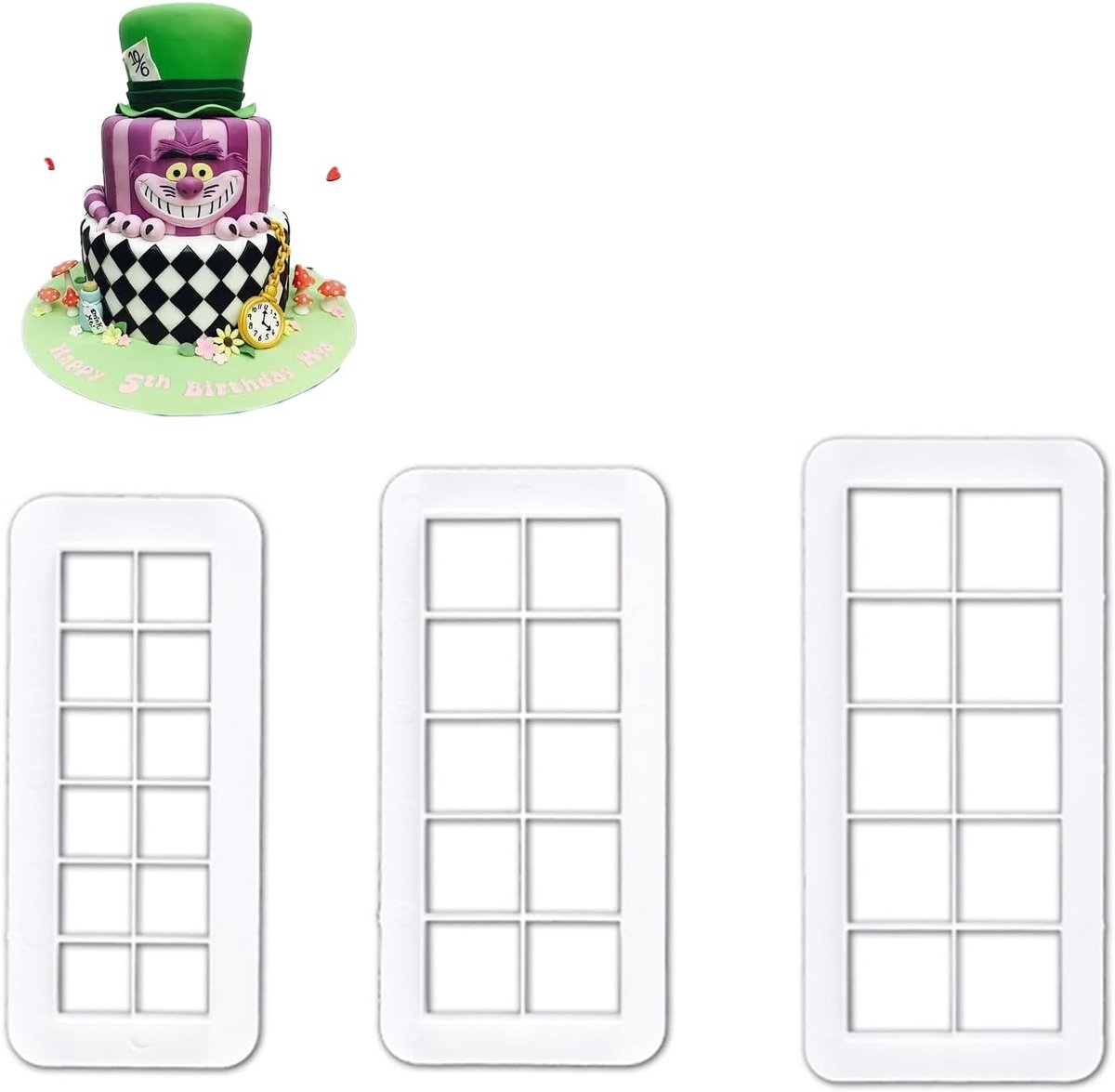 Set van vierkante koekjesuitsteekvormen - 3 maten geometrische uitstekers van plastic - ideaal voor koekjes, fondant en taartsdecoratie - onmisbare bakaccessoires voor elke keuken