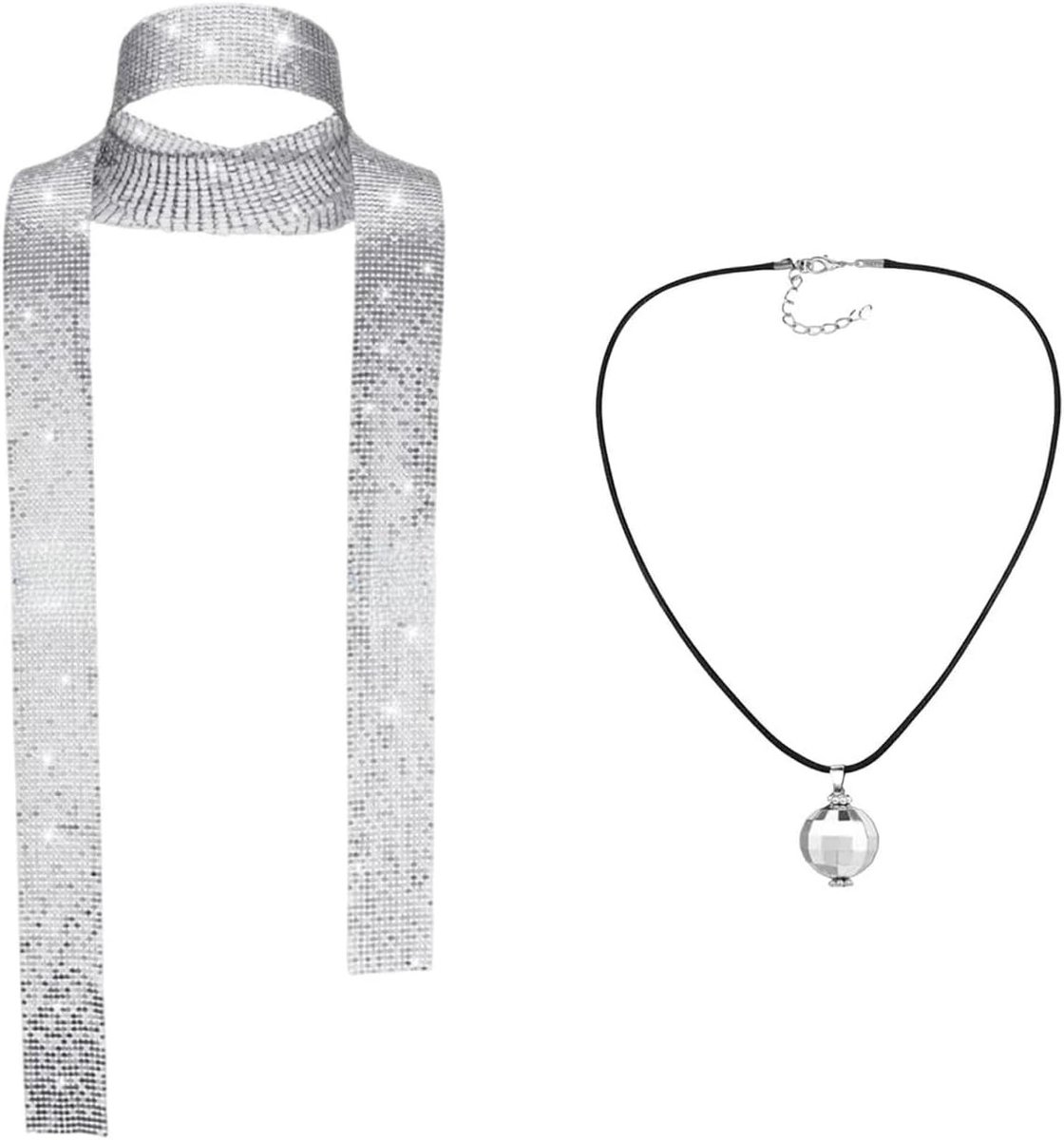 Elegante metalen sjaal en ketting in sprankelend zilver - stijlvolle damesaccessoires voor elke gelegenheid, perfect voor modebewuste vrouwen