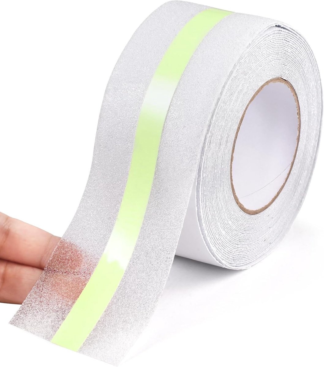 Antislipband Lichtgevend 5cm x 10m | Veiligheidsband voor Trappen, Antislip Plakband met Hoge Grip en Transparante Folie voor Extra Veiligheid in Het Donker
