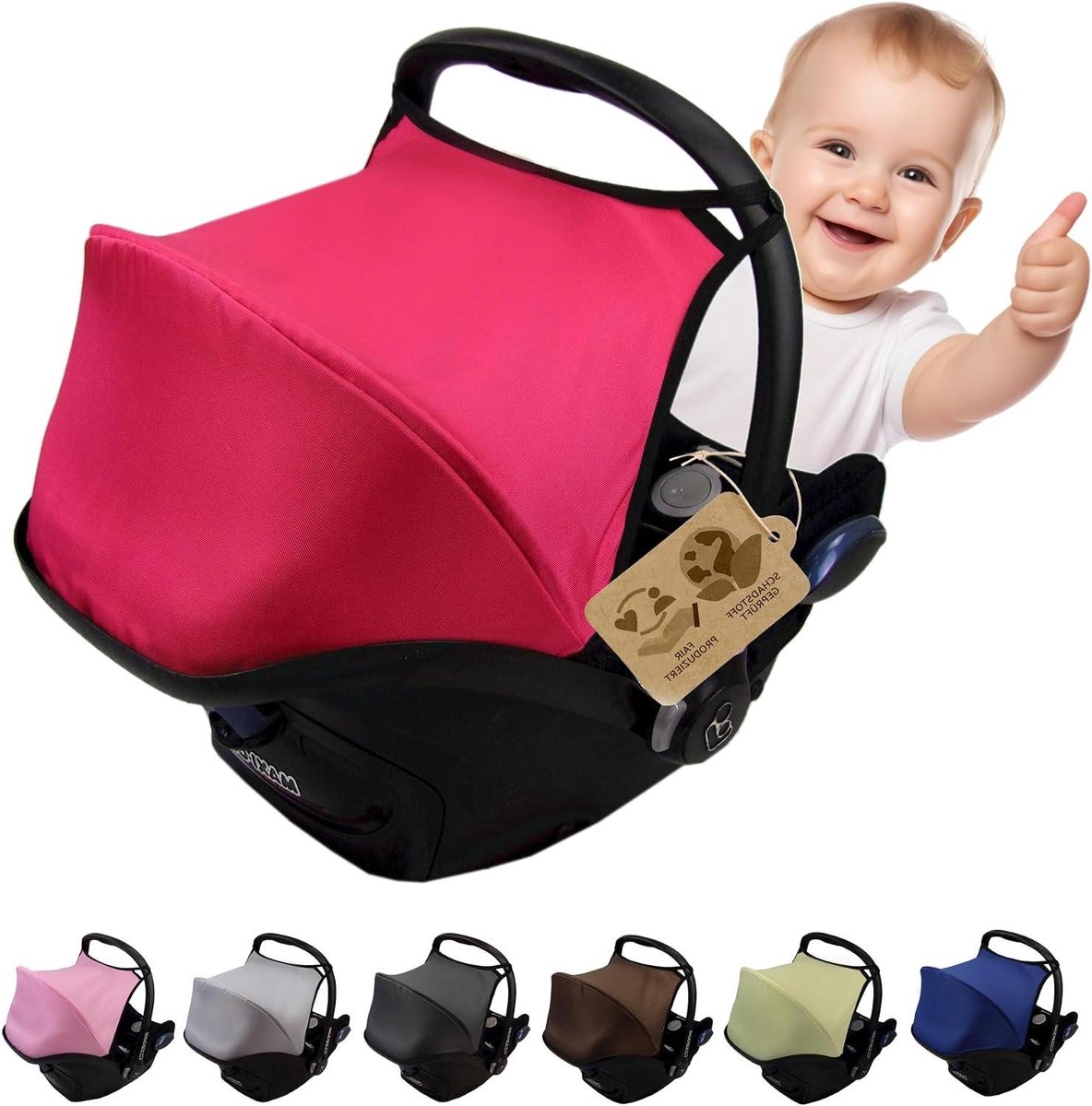 Babyzit Zonnekap - Baby zonnescherm - Baby beschermen - UV-bescherming 50+ - 1 stuk - Roze