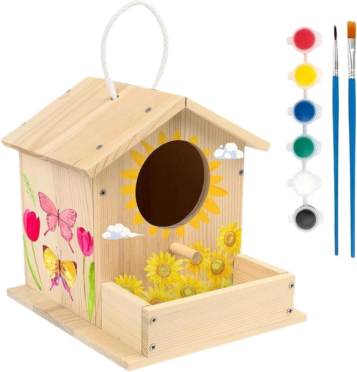 Houten Vogelhuisjes - Nestkast Knutselen - Creatief Hobby - Weerbestendig Ontwerp - 173 x 17 x 15 cm - Natuurlijk