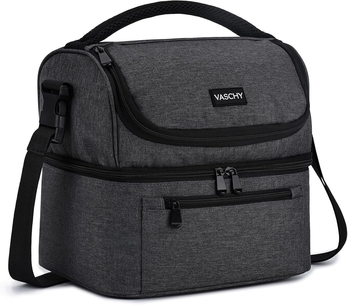 Koelrugzak - Antracietgrijs - 28,5 x 19 x 25 cm - Geïsoleerde Lunchtas met Dubbele Compartimenten - Voor Volwassenen