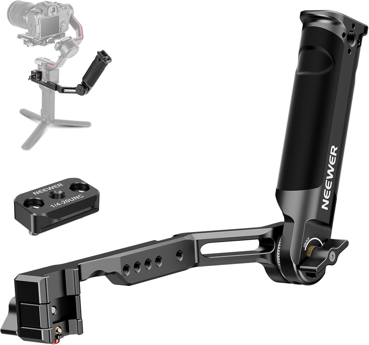 Verstelbare Gimbal Sling Handle Grip met NATO Rail voor DJI RS4, RS3, Ronin-S en Ronin-SC, Ideaal voor Lage Hoekopnames, Maximaal Draagvermogen 15 LB
