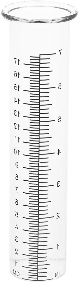 Regenmeter Cilinder - Meetglas Regen - Buiten Meten - Hoge Borosilicaat Glas - 21 cm - Transparant