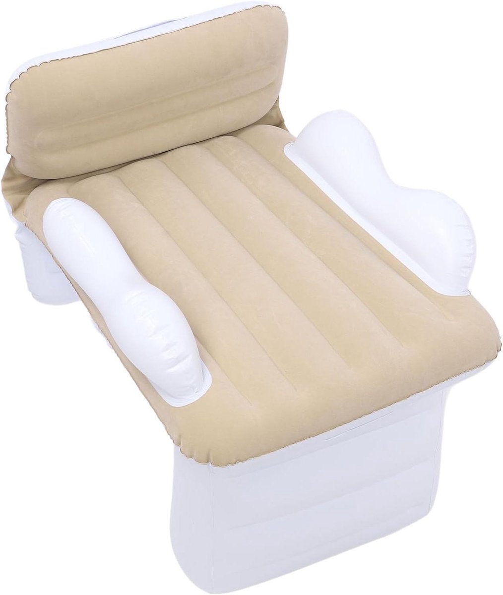 Opblaasbaar Vliegtuigbed - Kinderreisbed Luchtmatras - Comfortabel Reizen - Snelle Opblaashandpomp - 98.5 x 51 cm - Beige