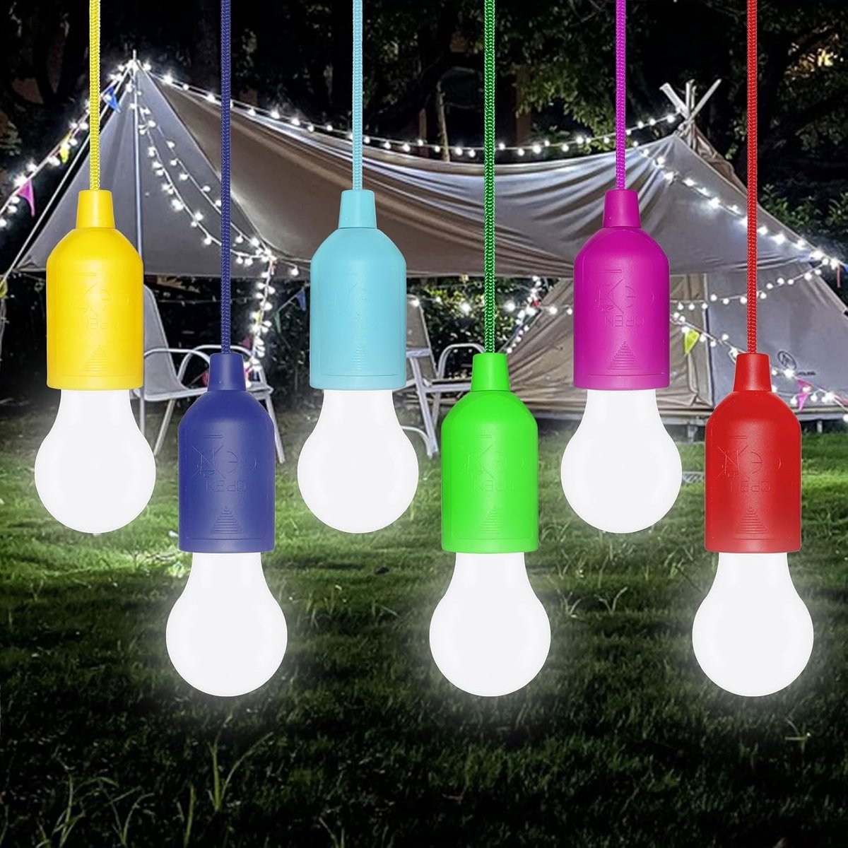Parasolverlichting - Koud Wit - 1 Meter - LED Trekkoordlamp op Batterijen - Draagbare Decoratieve Verlichting