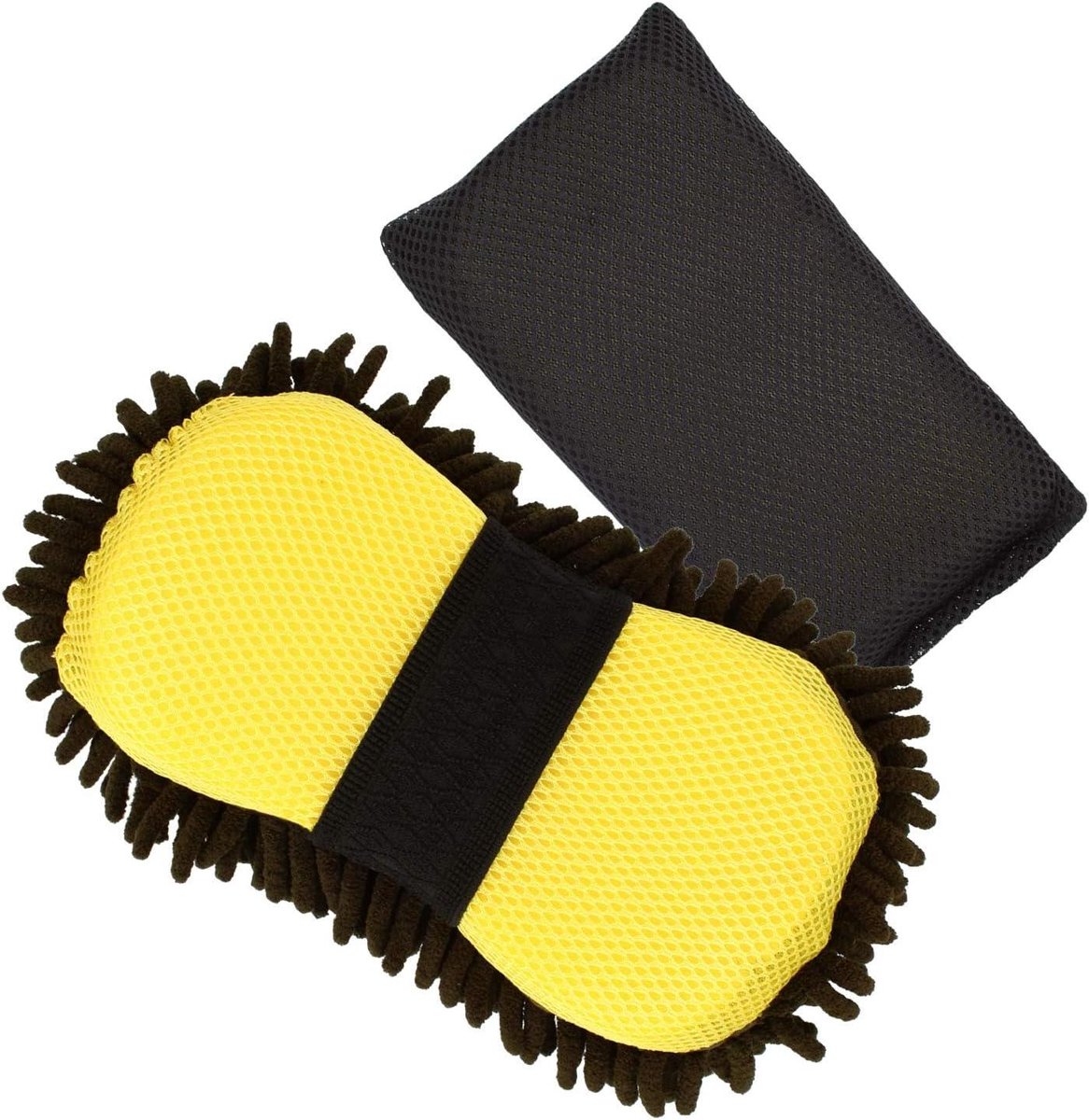 Autoreinigingsset - Autowasspons Polijstspons - Voertuig Verzorgen - 2-delige set - 28x16x8 cm - Geel/Zwart