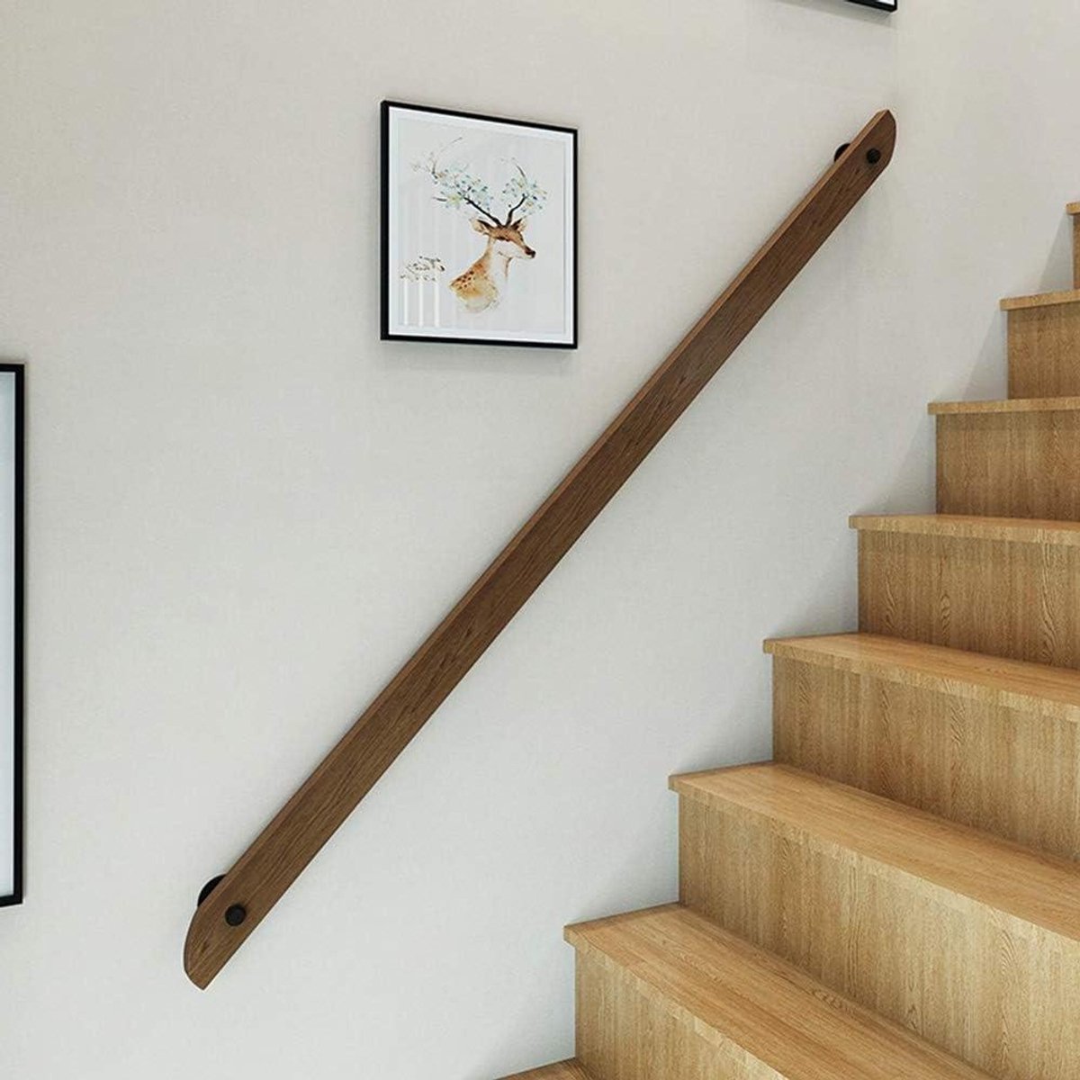 Houten Trapleuning - Houten Reling - Veiligheid Trap - Antislip Oppervlak - 30-400cm - Houtkleur