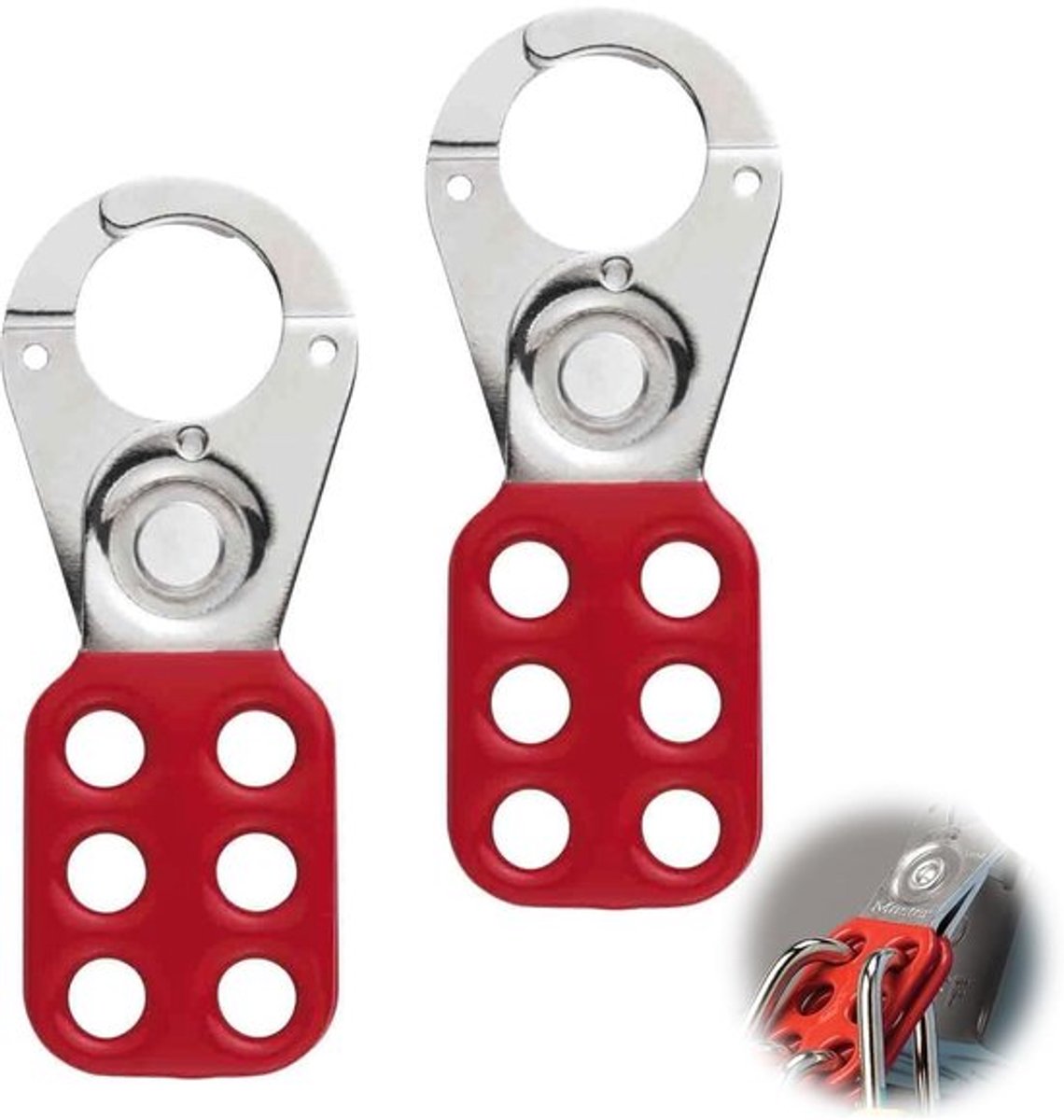 Vergrendelingsbeugel 25 mm - 2-pack - 6 gaten - Veiligheidsbeugel - Aluminiumlegering - Corrosiebestendig - Hangslot