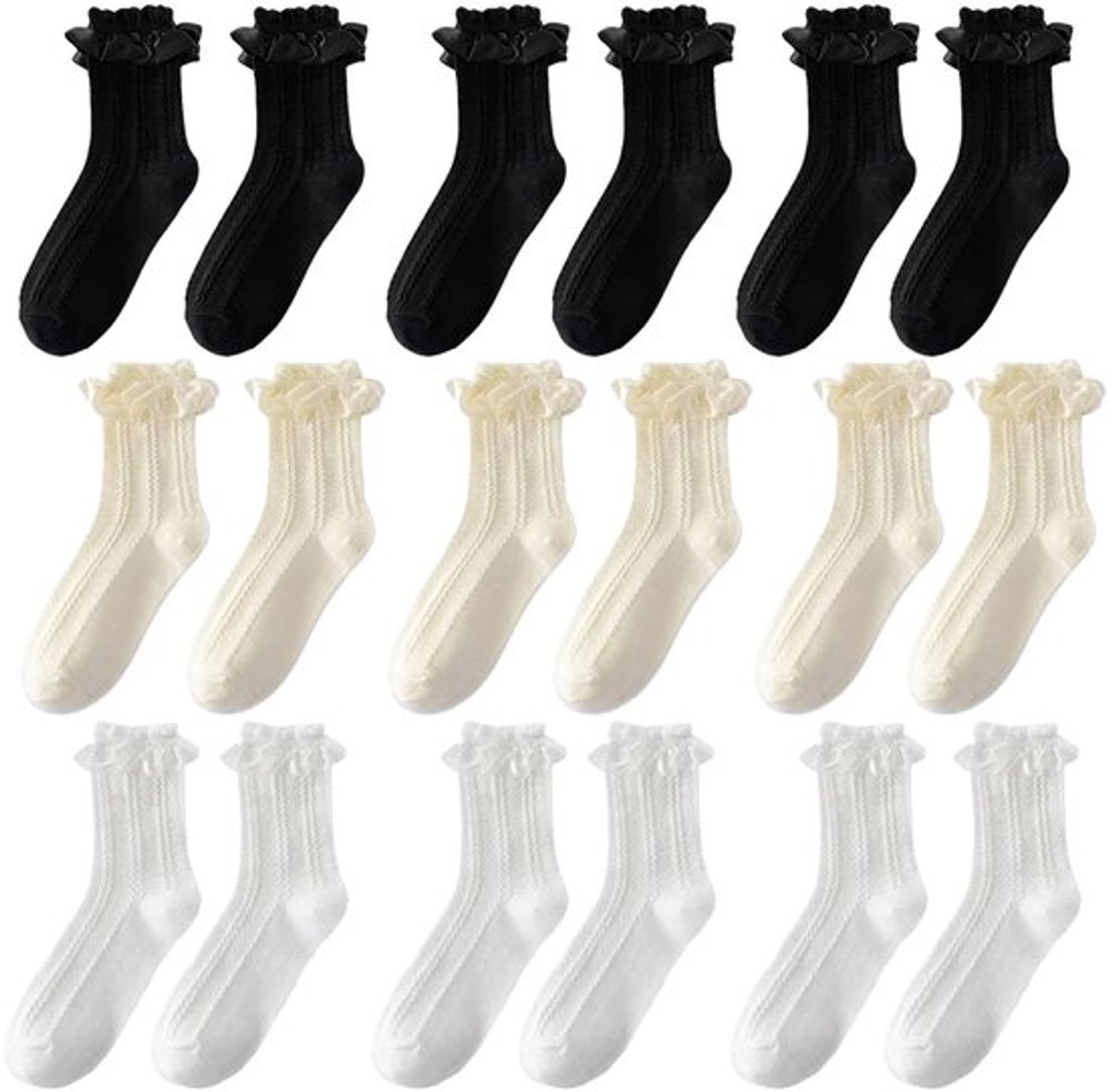 Sokken met Ruches - Enkelsokken - Middellange Sokken - Warm - Comfortabel - Elastisch Ontwerp