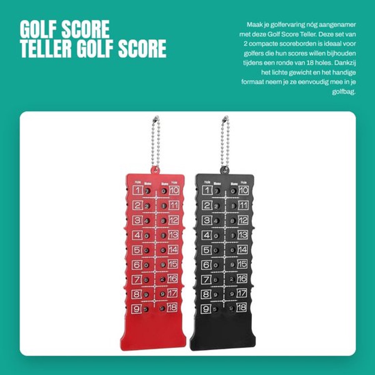 Golf Score Teller - Golf Score Board - Compact en lichtgewicht - 2 stuks - Score indicator - Perfect voor golfers - Handig voor 18 holes