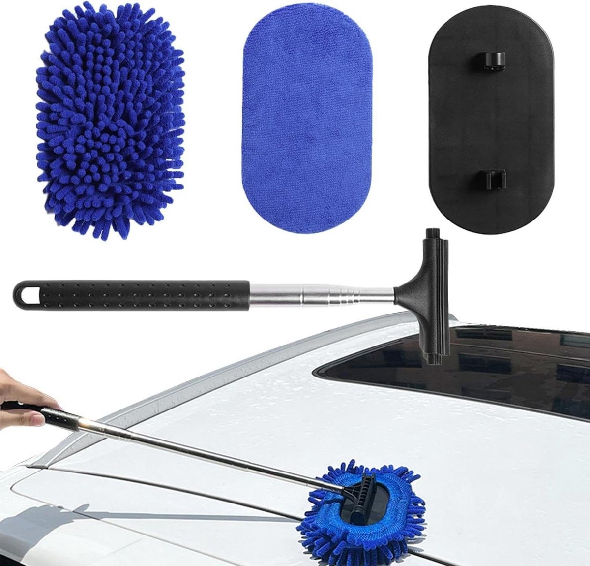 Auto Schoonmaakborstel - Raamwisser - Voertuig Glas Reinigen - Intrekbare steel - Tot 101 cm - Grijs