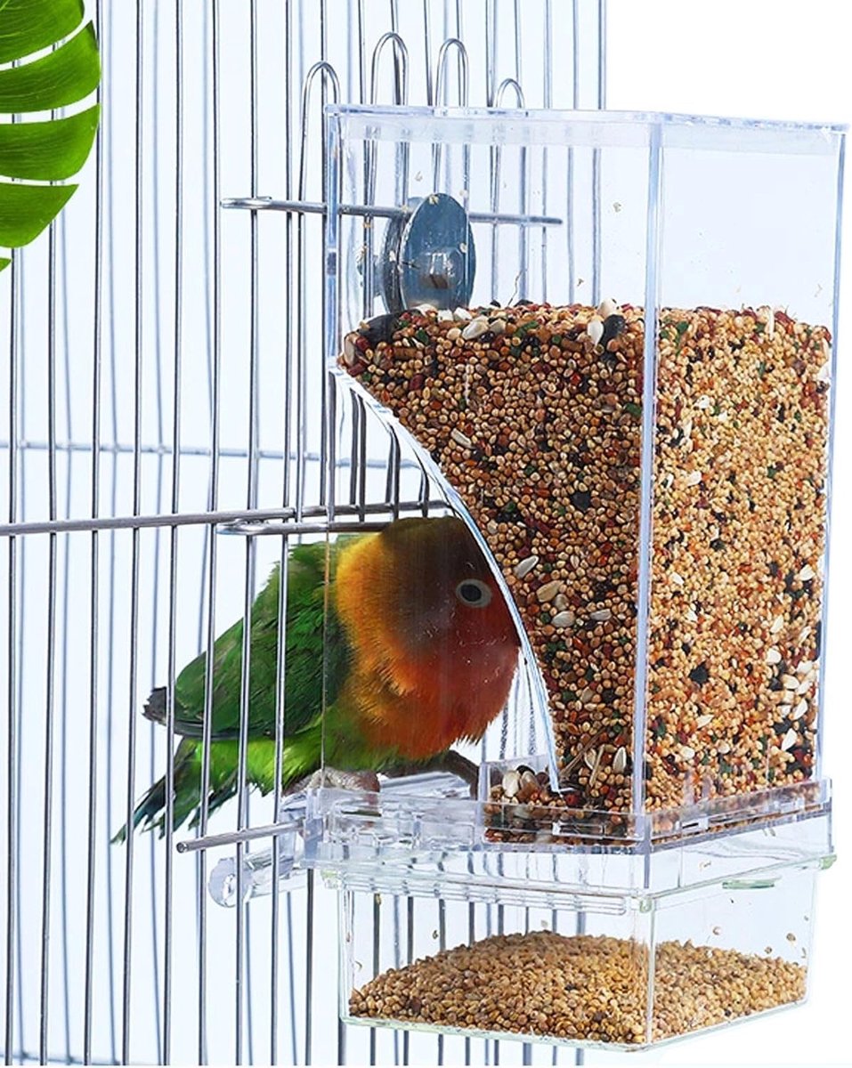 Automatische Vogelvoederbak voor Volière, Hangende Zaadcontainer voor Parkiet, Kanarie, Papegaai en Liefdesvogel zonder Rommel
