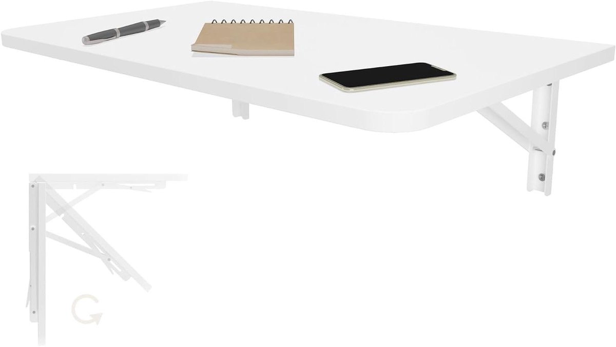 Klaptafel - Eettafel - Ruimtebesparing - Aan muur te monteren - 70 x 25 cm - Wit