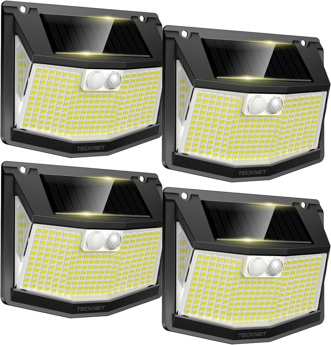 Buitenlampjes - Zwart - 300 graden verlichting - 248 LED zonne-energie wandlamp met bewegingsmelder - Voor tuin en oprit