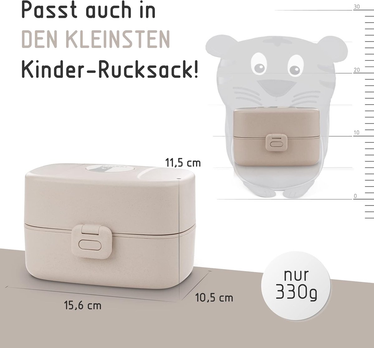 Fruitbakje school - Pastelbeige - Duurzame Bento Box met 3 Vakken - Lekvrije Lunchbox voor Kinderen