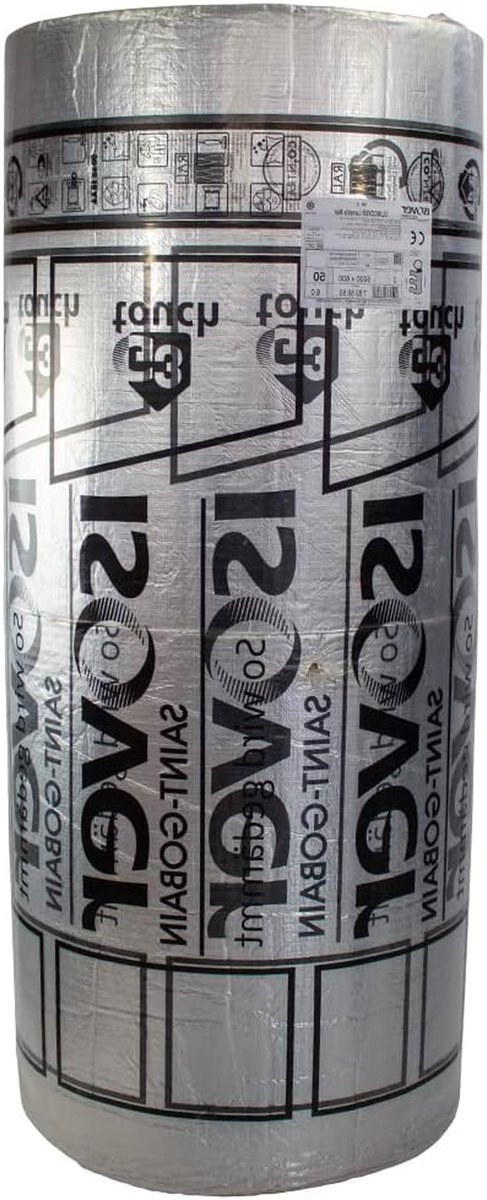 Isolatiewol Lamelmat - Glaswolmat - Warmte Geluid Brand - Aluminium Gelamineerd - 6 m² - Zilver