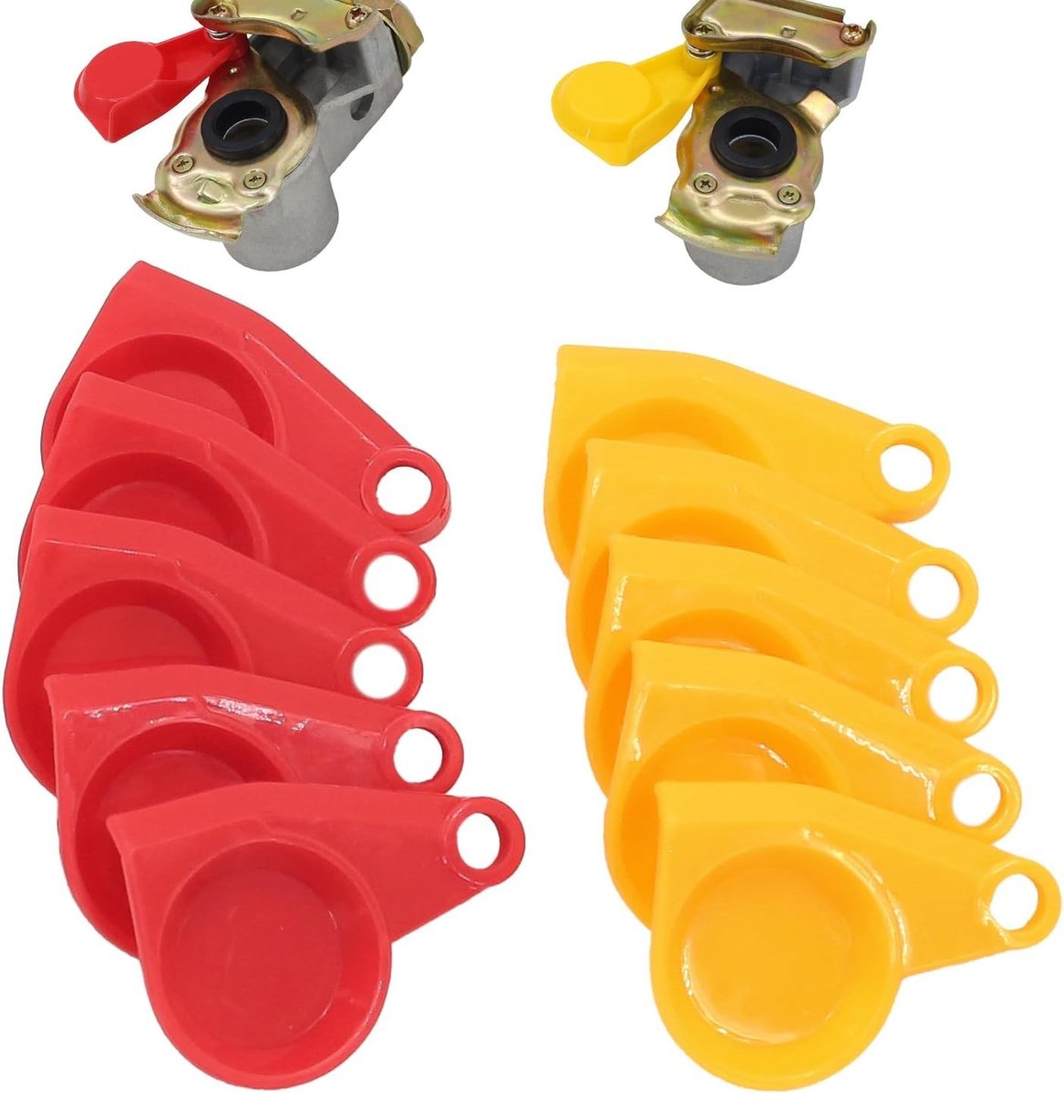 Vervangende Clutch Hoofddeksel, Stofkap voor Compressed Air Hoofd, Set van 10 (5 Geel en 5 Rood) voor Truck en Tractor