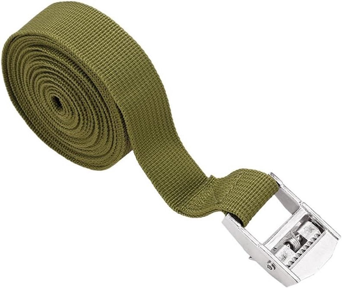 Spanriem - Groen - 8 m x 2,5 cm - Zware Polyester Ratelband met Snelontgrendelingsgesp - Voor Motor, Auto en Fietsendrager