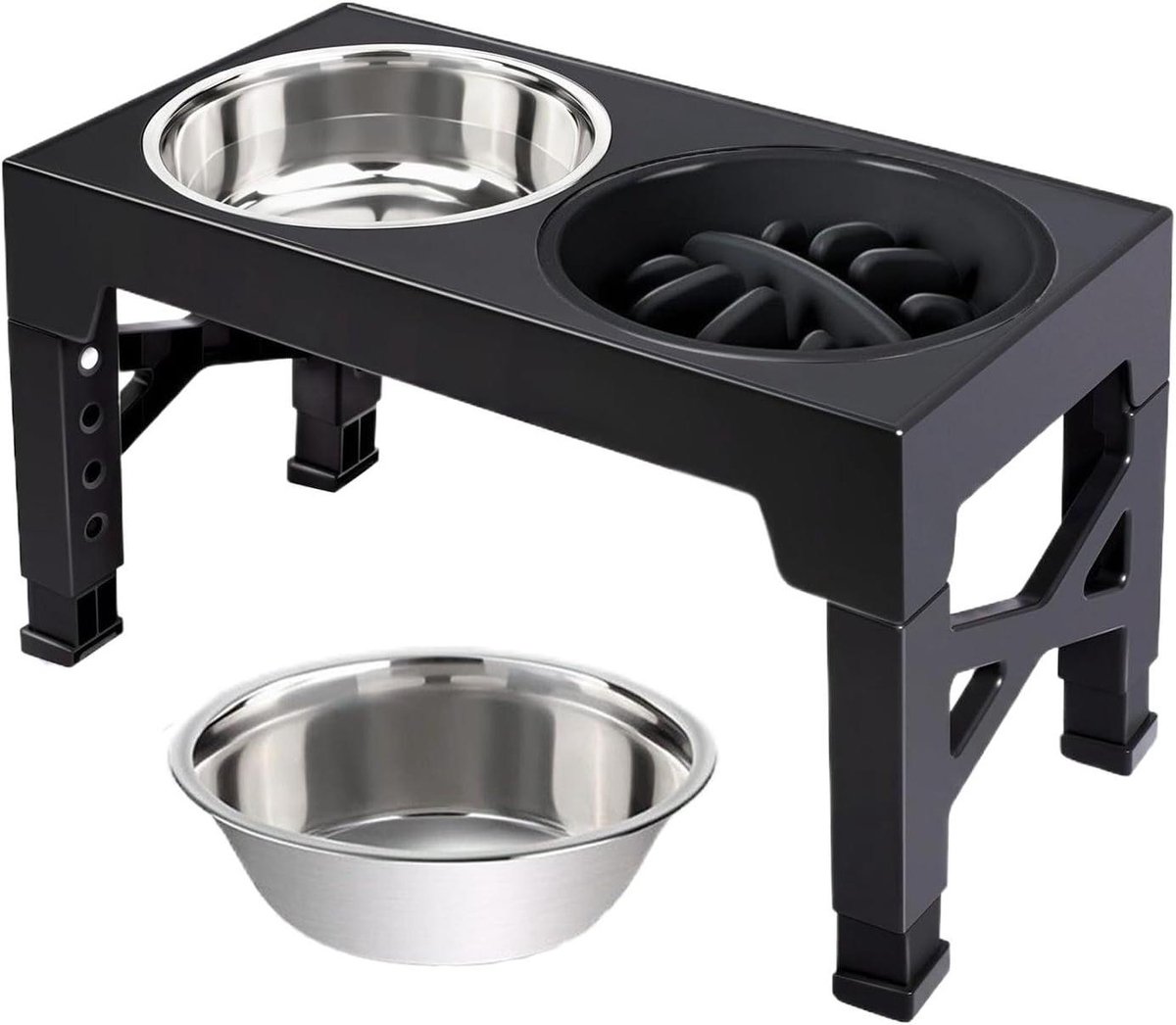 Verhoogde Voederbakken Honden - Hondenvoerbak Standaard - Comfortabel Eten - Vijf Hoogtes Verstelbaar - 44.5 x 24 x 8 cm