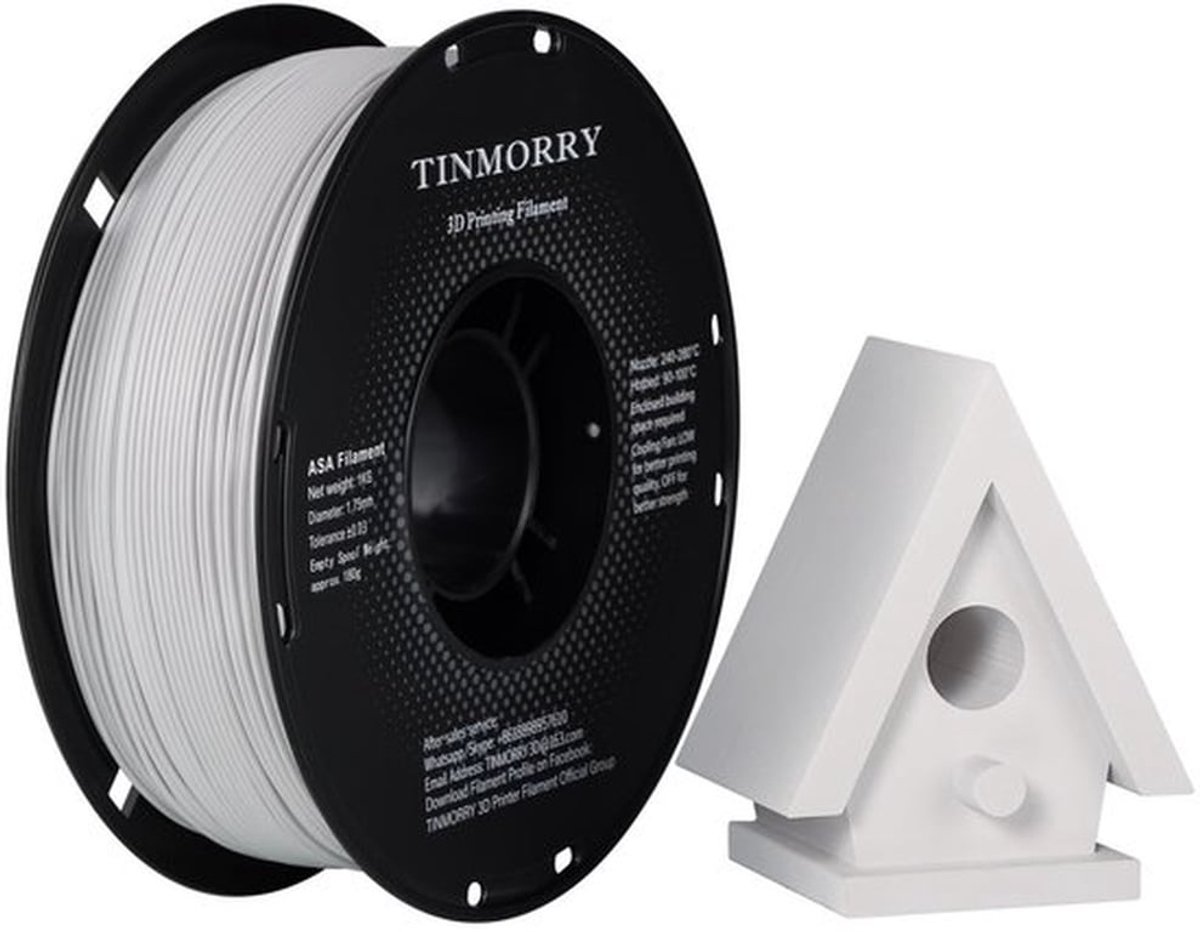 3D Filament 1.75mm Hoog UV- & Hittebestendig - Duurzaam - Taai - Geschikt voor Buitentoepassingen - 1KG Spoel - Weerstand tot 90 °C - 3D Printmateriaal