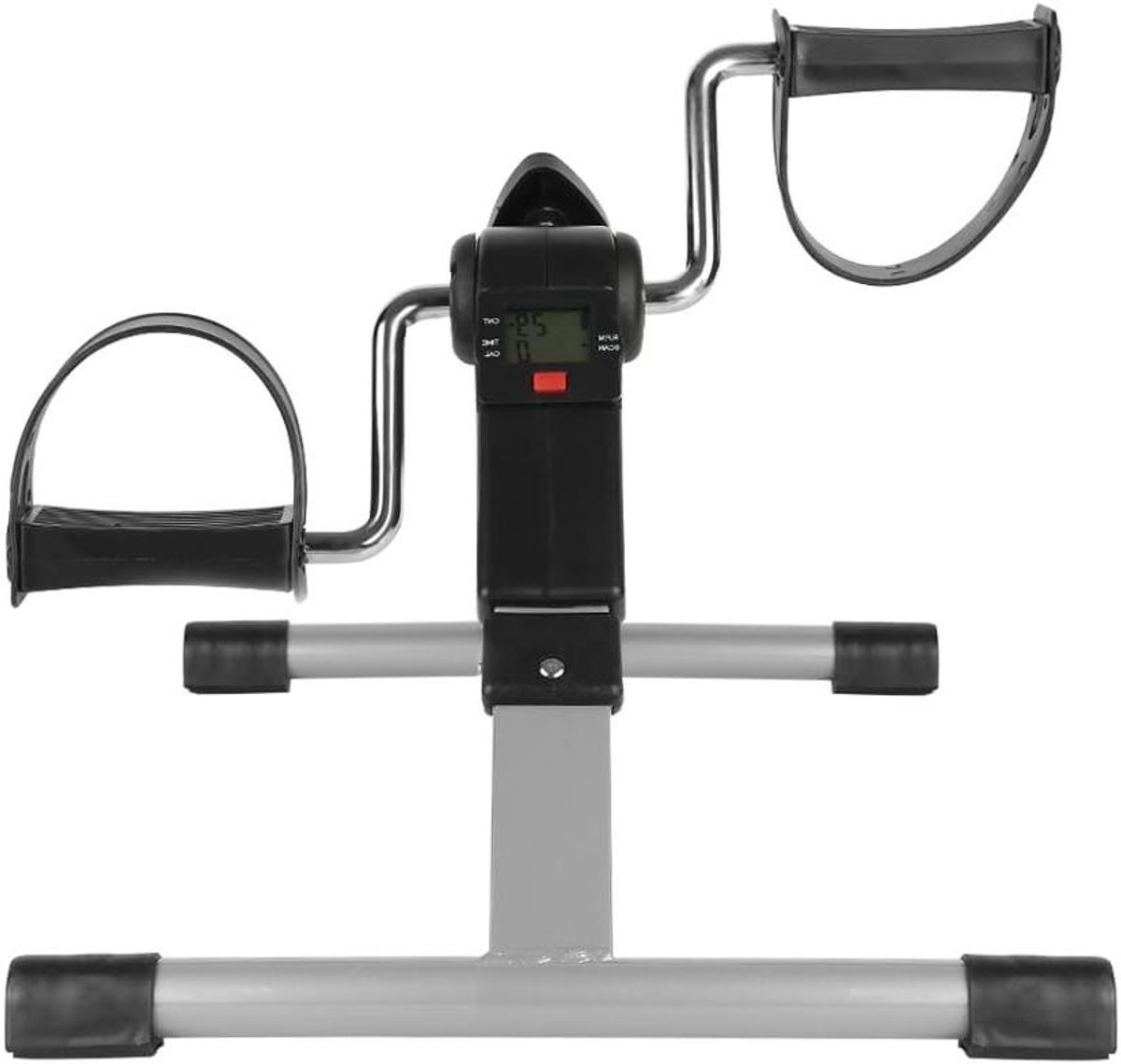 Stoelfiets Pedaaltrainer - Mini Hometrainer - Revalidatie Armen Benen - Inklapbaar LCD Monitor - 49x37x35 cm - Zilver Zwart