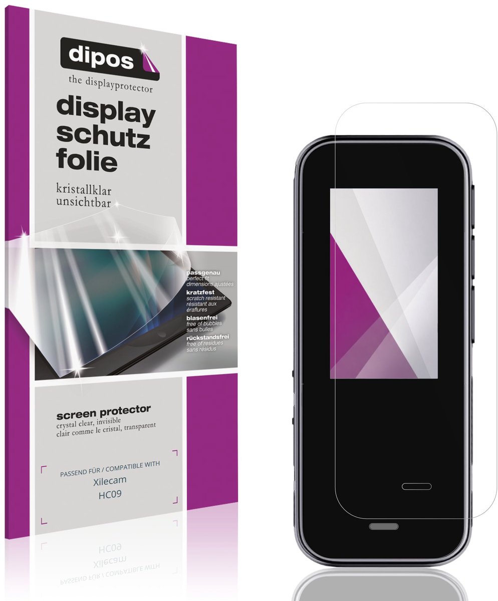 dipos – 4x Beschermfolie geschikt voor Xilecam HC09 | Krasbestendige & heldere Screenprotector Ultra-Thin