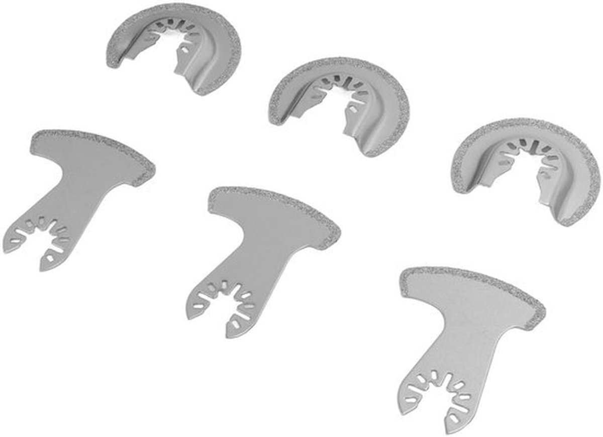 Diamant-multitoolzaagbladen - oscillerende messen - slijtvast - standaardmaat - voor slijpen en snijden - 6 stuks - geschikt voor beton e...