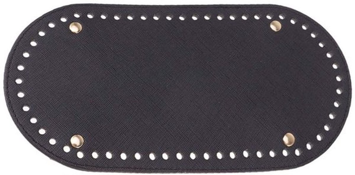 Handgeweven Tas - Ovale Tassenbodem - Duurzaam PU - Kussen - Kleur: Zwart - Afmetingen: 22 x 10 cm - Tasbodem