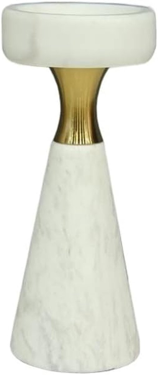 Kandelaar Marmer - Kaarsenhouder Decoratie - Sfeer Creëren - Stabiel Chassis - H-19cm - A