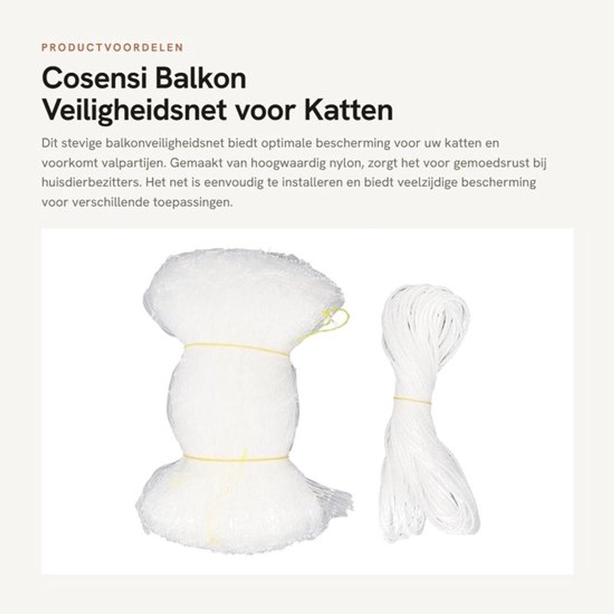 Veiligheidsnet Balkon - Beschermend Net - Nylon Kattengaas - 8 x 3 Meter - Valpreventie - Ademend Ontwerp - Kattennet