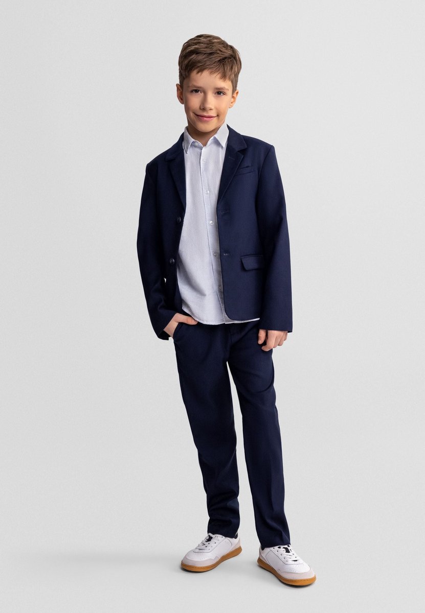 Minoti pantalon jongens slim fit donkerblauw - viscose
