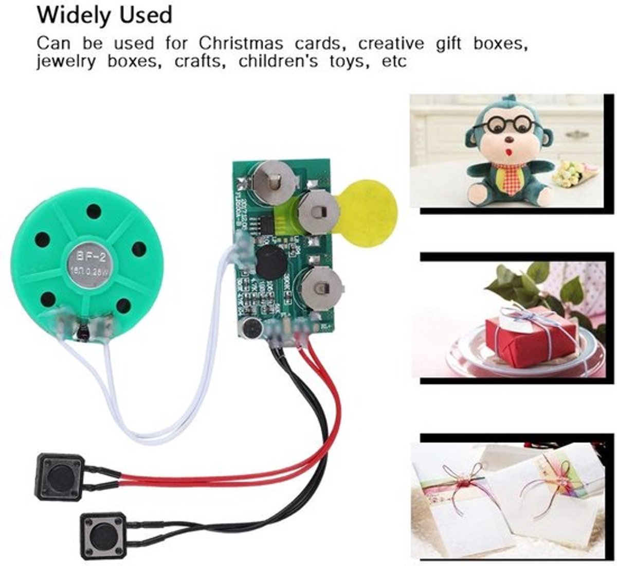 DIY Wenskaart Chip - Geluidsmodule voor Geschenken - 4 Minuten Opname - Creatieve Geschenkboksen - Muziek voor Kaarten - Geschikt voor Ki...