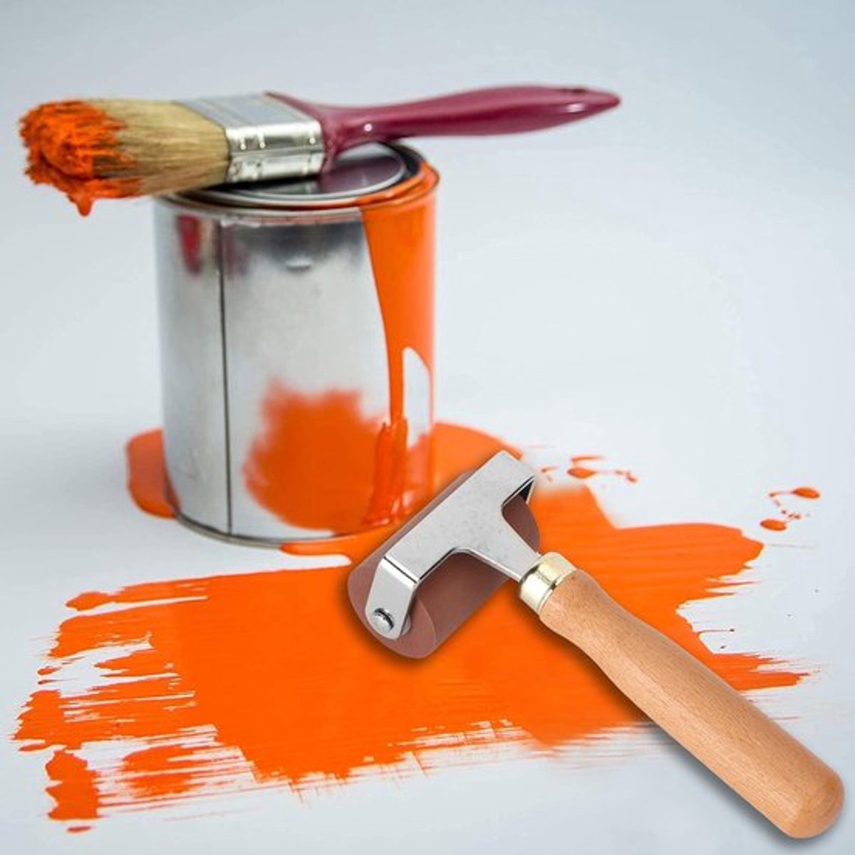 Brayer Zachte Rubberen Rol - Antislip Handgreep - Duurzaam - Geschikt voor Scrapbooking - 15 cm Lengte - Comfortabele Grip - Drukroller