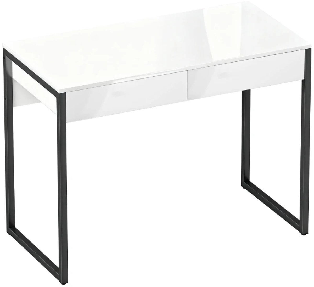 Bureau met 2 Lades - Compact - Kantoortafel - Computerbureau - Werktafel - Computer Tafel - Bureautafel - Desk - Game Bureau - Wit + Zwart