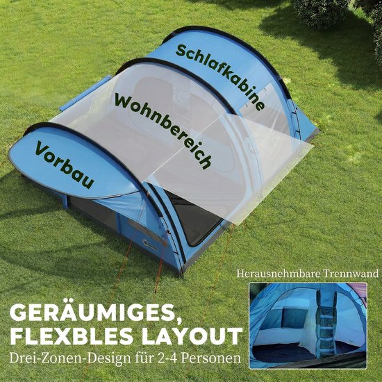 Outsunny Tunneltent-Glasvezel, Polyester-565L x 370B x 200H cm-Lichtblauw + Grijs — afbeelding 3
