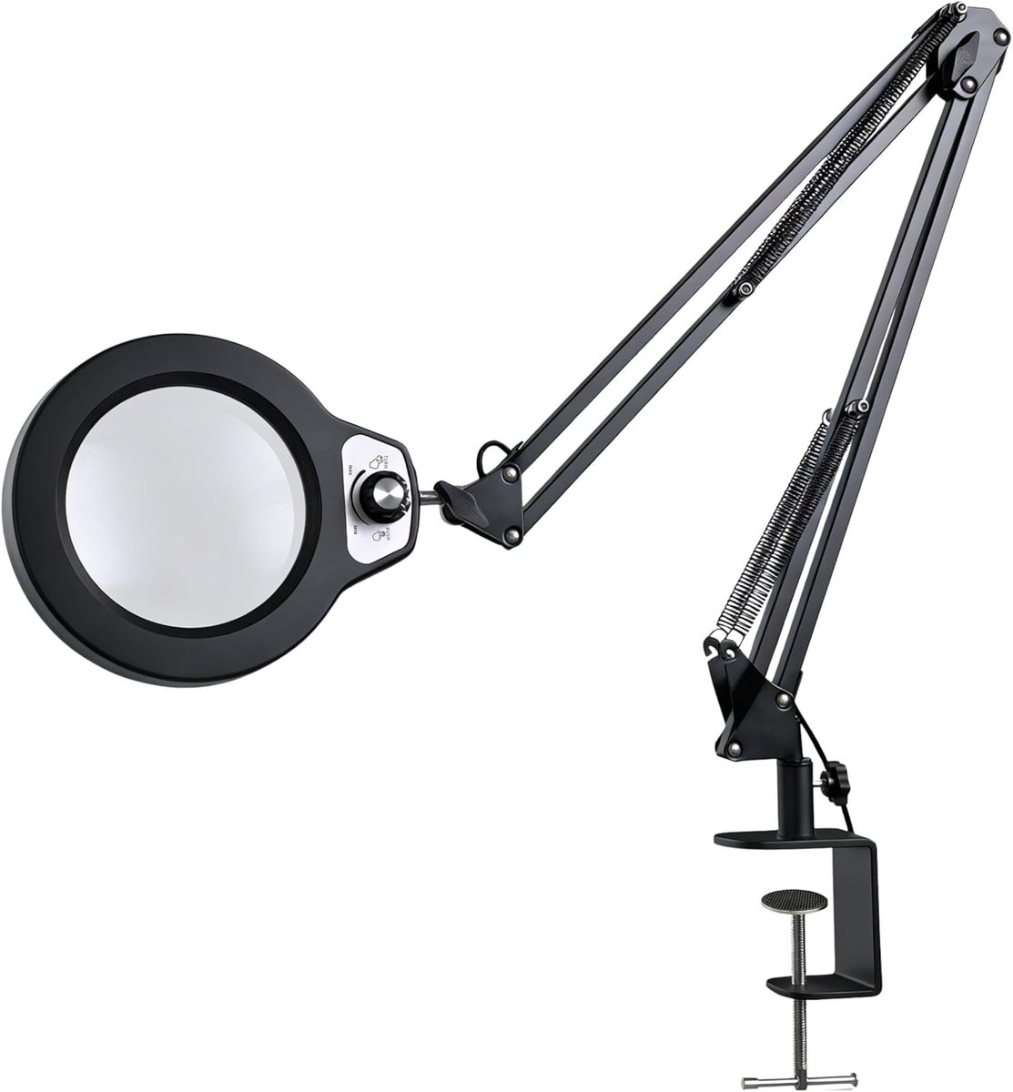 LED-vergrootglas werkpleklamp - Wit - 125 mm - Met Extra Lange Zwenkarm en Dimmer - Voor Nauwkeurige Detailwerkzaamheden