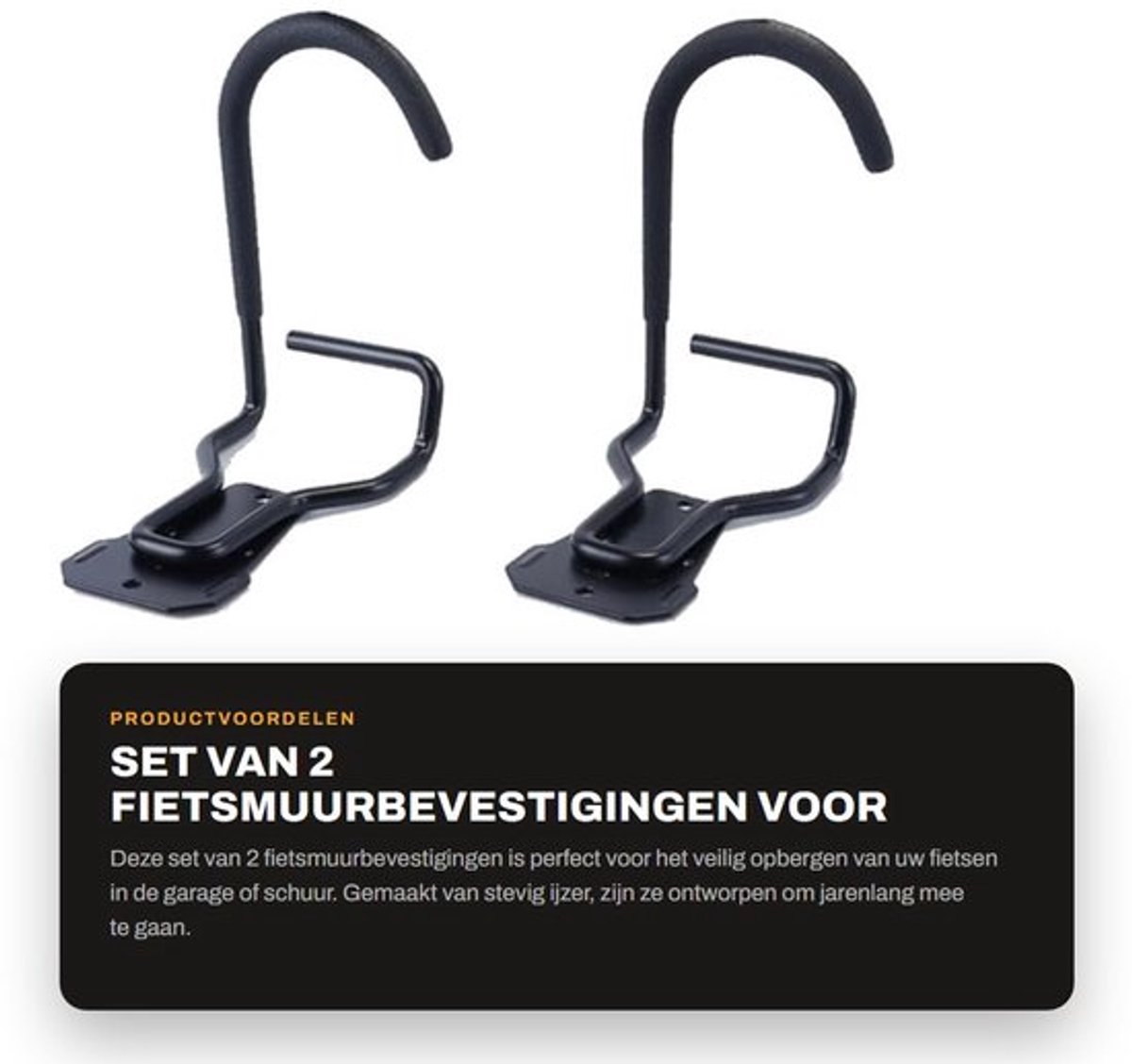 Fietsenopslaghaken Zware Constructie - Fietsmuurbevestigingen - Fietsendragerhouder - Roestbestendig - Ruimtebesparend - Rubberbescherming - Fietshouder