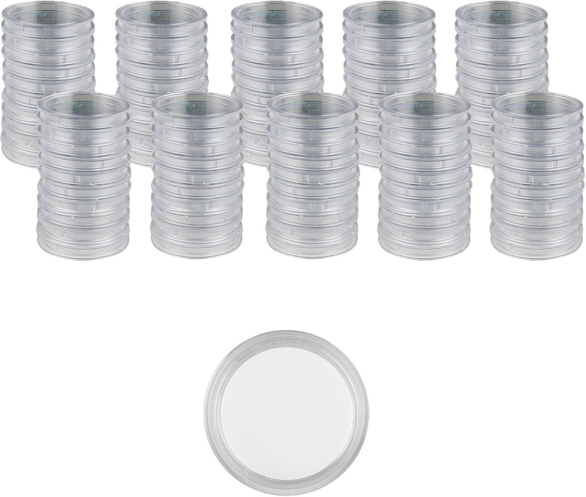 Muntenverzamelmap - Transparant - 40 mm Diameter - Kunststof Muntcapsules - Voor Muntbescherming