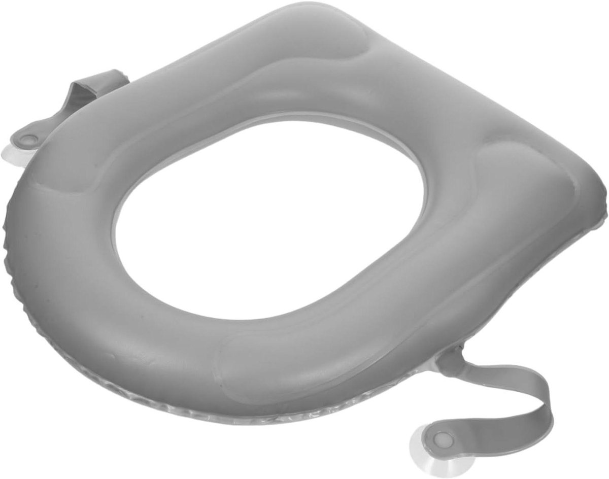 Opblaasbare Toiletzitting - Zitkussen Verhoger - Comfort en Veiligheid - Antislip Zuignappen - 45 x 39 x 10 cm - Grijs
