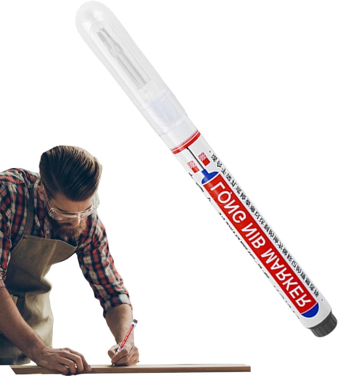 Diepe Gatmarker - Lange Pen Stift - Industrieel Markeren - Sneldrogende Inkt - Fijne Punt - Zwart