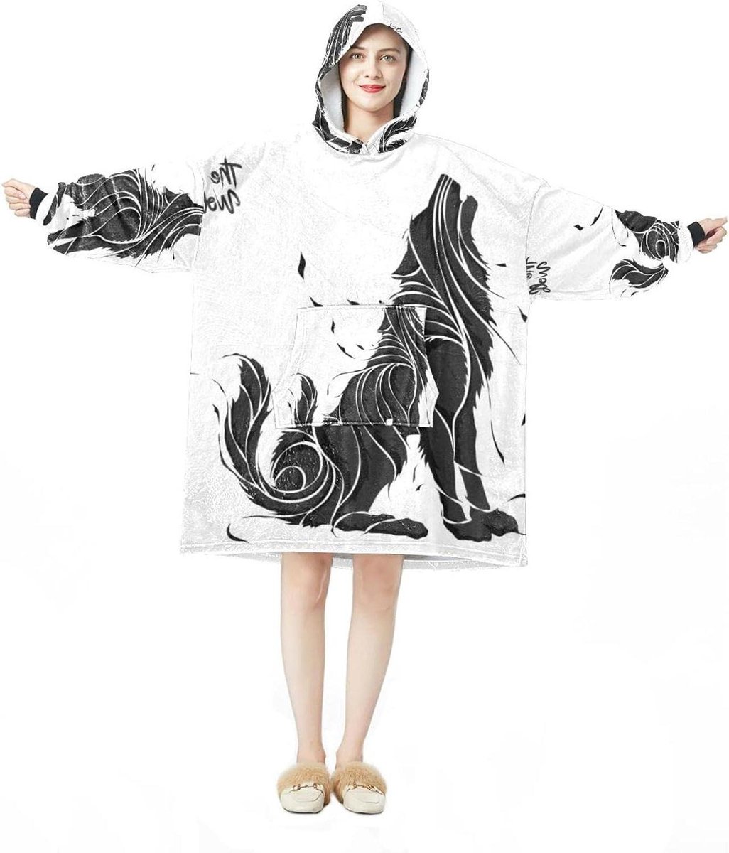 Draagbare Deken Hoodie - Deken met mouwen - Gezellig Thuis - Enorm Voorvak - One Size - Multicolor