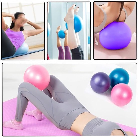 Set van 3 antislip Pilatesballen van 25 cm voor yoga, fitness en evenwichtstraining, ideaal als gymnastiekaccessoire — afbeelding 3