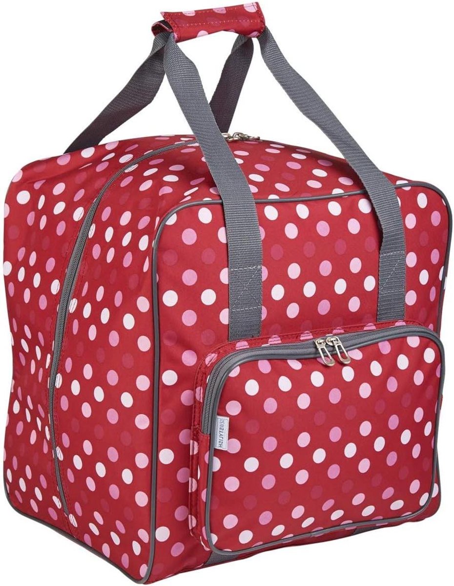 Overlocker Tas - Naaimachinehoes - Naailes Vervoer - Grote Binnenruimte - 38 x 36 x 33cm - Rood Gestipt