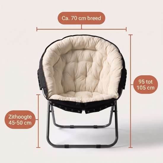 Cheqo® Moon Chair - Campingstoel Opvouwbaar - Klapstoel - Vouwstoel - Kampeerstoel - Relaxstoel - Loungestoel - Kuipstoel - Tuinstoel - Visstoel - Festivalstoel - Strandstoel - Balkonstoel - Verstelbaar - Gewatteerd Kussen - Binnen en Buiten — afbeelding 2