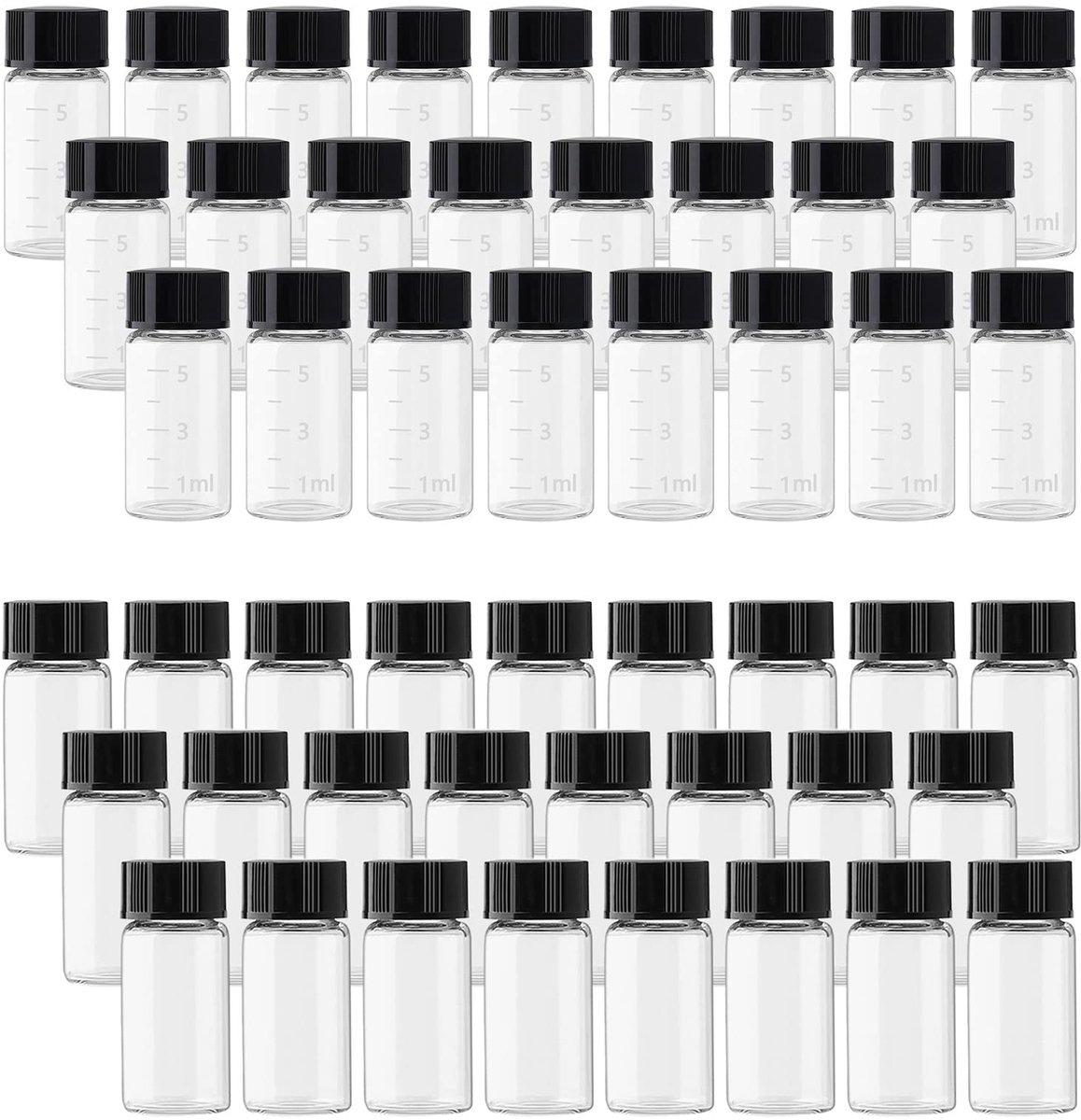 Omgoods - Set van 50 Transparante Glas Flesjes 5ml voor Monsters