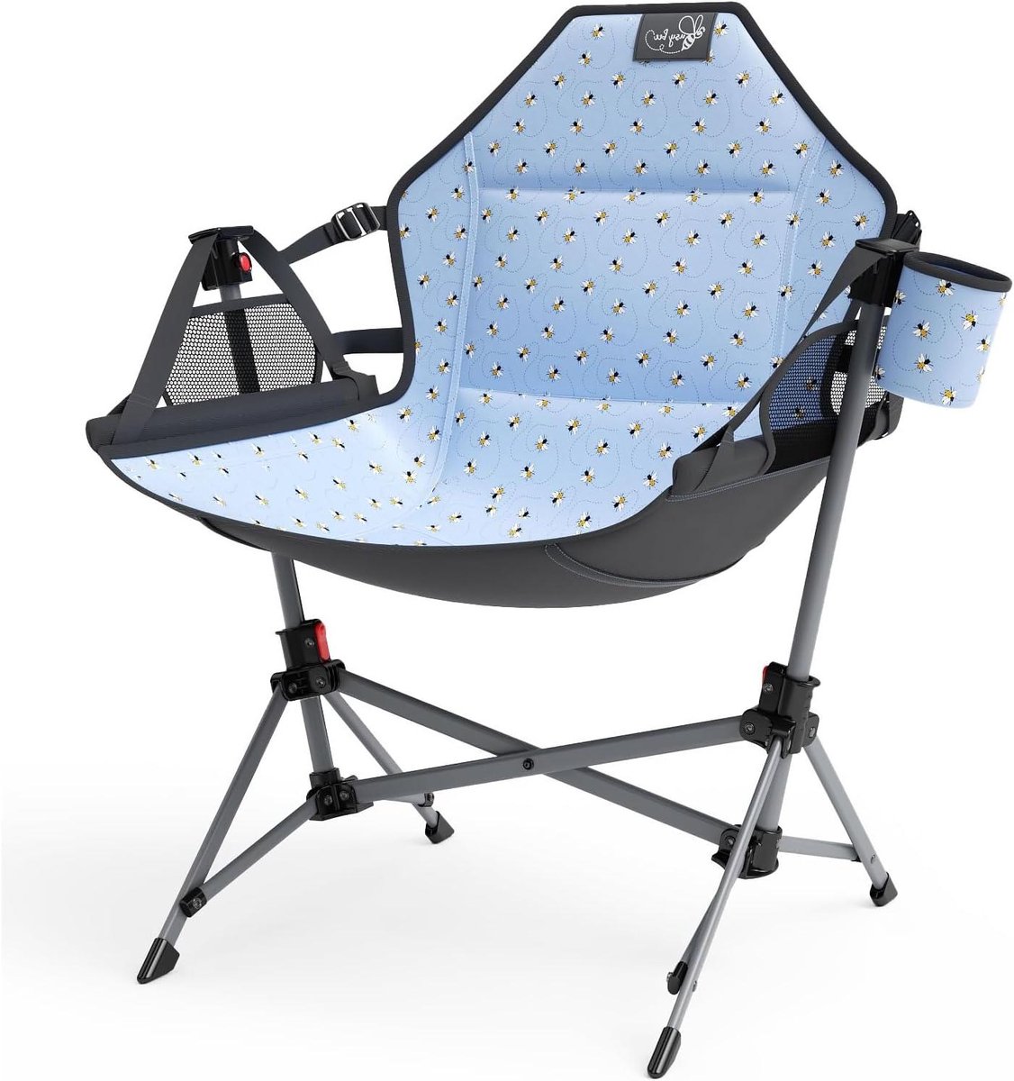 Kinderhangmat Stoel - Opvouwbare Stoel - Buiten Ontspannen - Met Bekerhouder - Ondersteunt 55 kg - Blauw