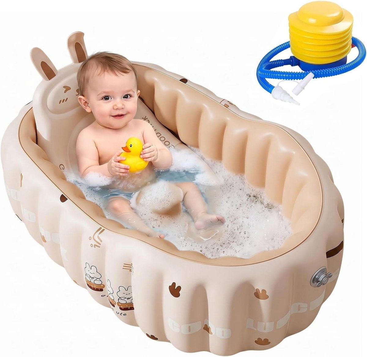 Opblaasbaar babybad - Draagbaar badje - Baby badderen - Antislip zitting - 0-18 maanden - Roze
